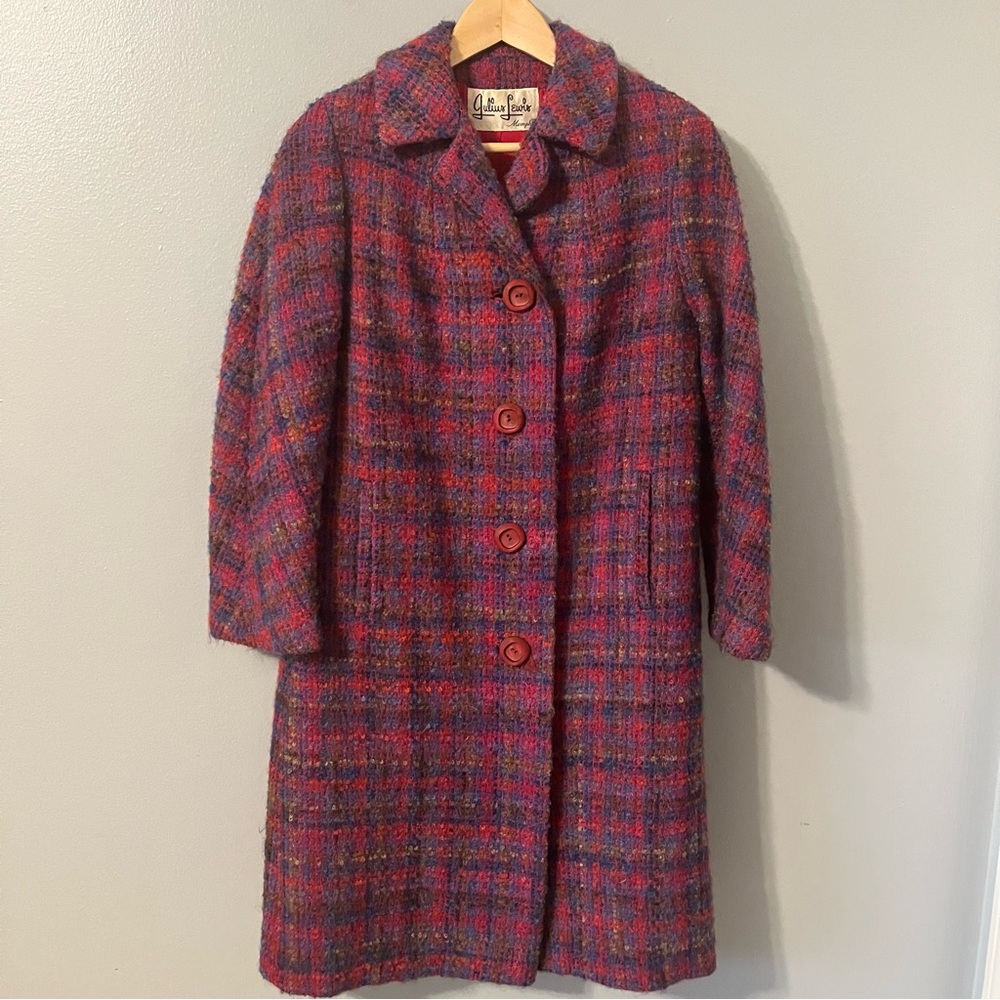 Vintage Pink Tweed Full Length Button Up Coat Purchased at Julius Lewis Memphis
